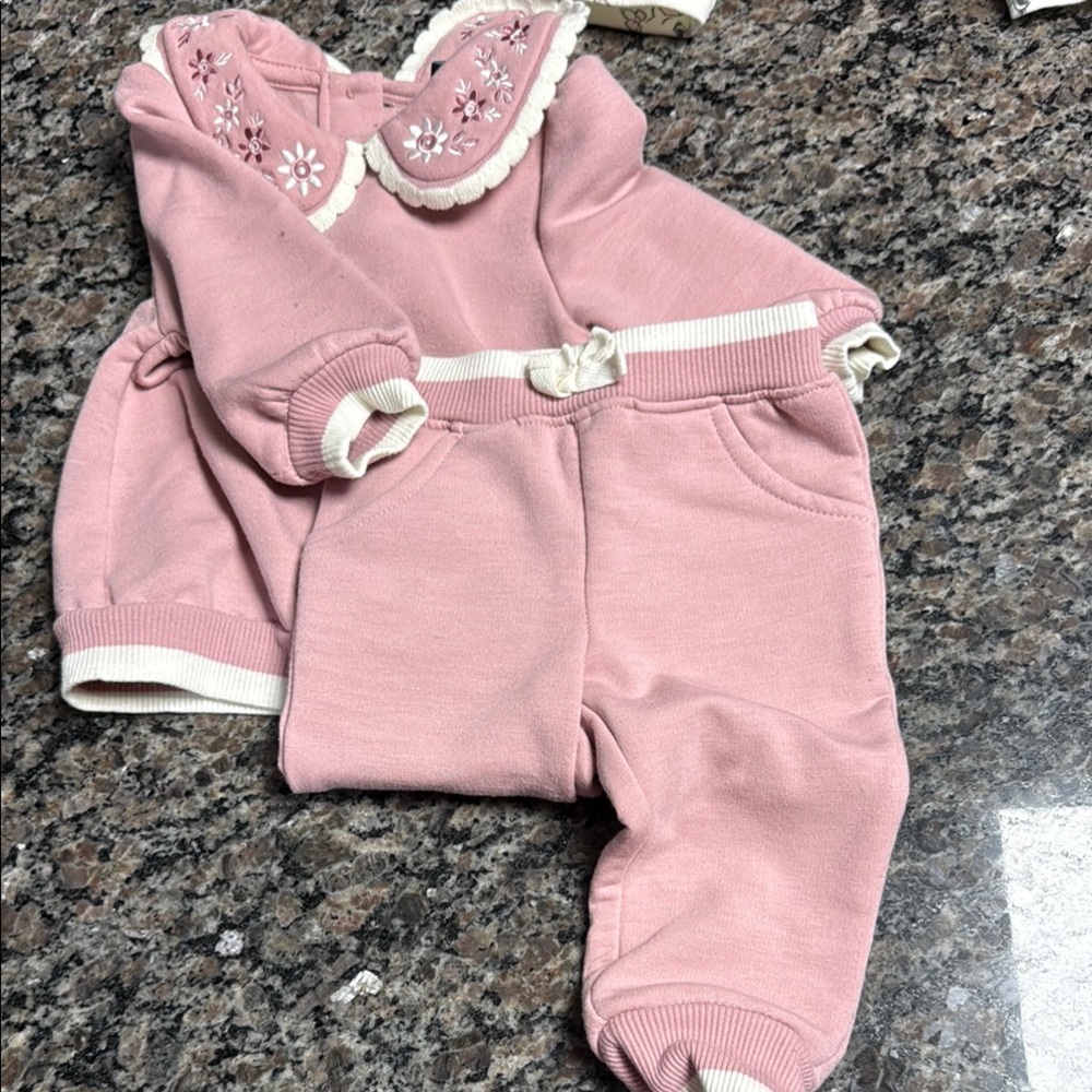 COPY - Pink Baby Outfit with Embroidered Collar
